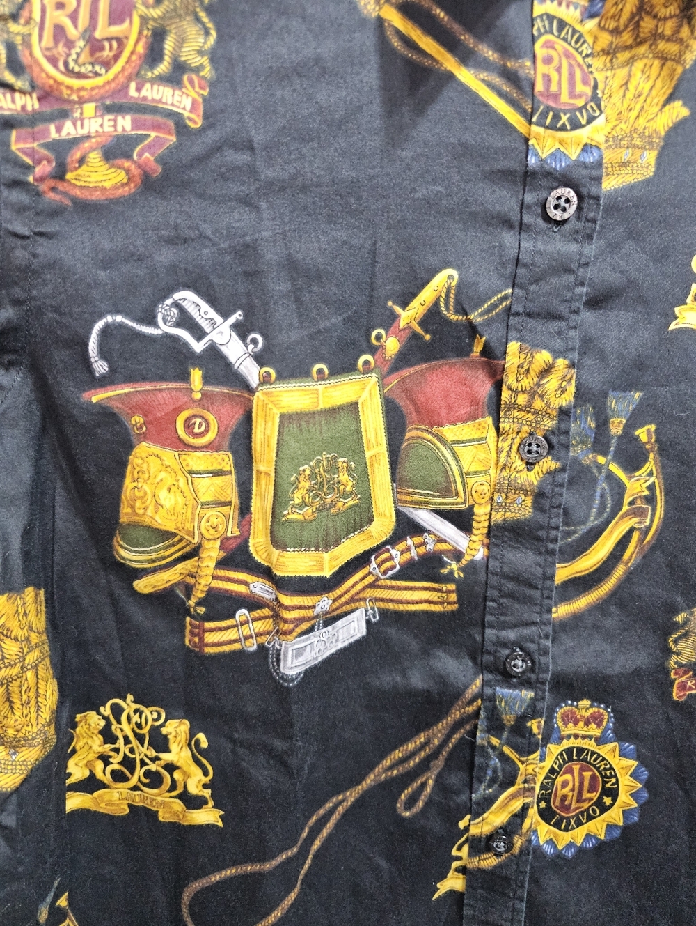 Vintage Ralph Lauren LRL Black Equestrian Crest Iconic Shirt Size Medium Petite. - Picture 4 of 10